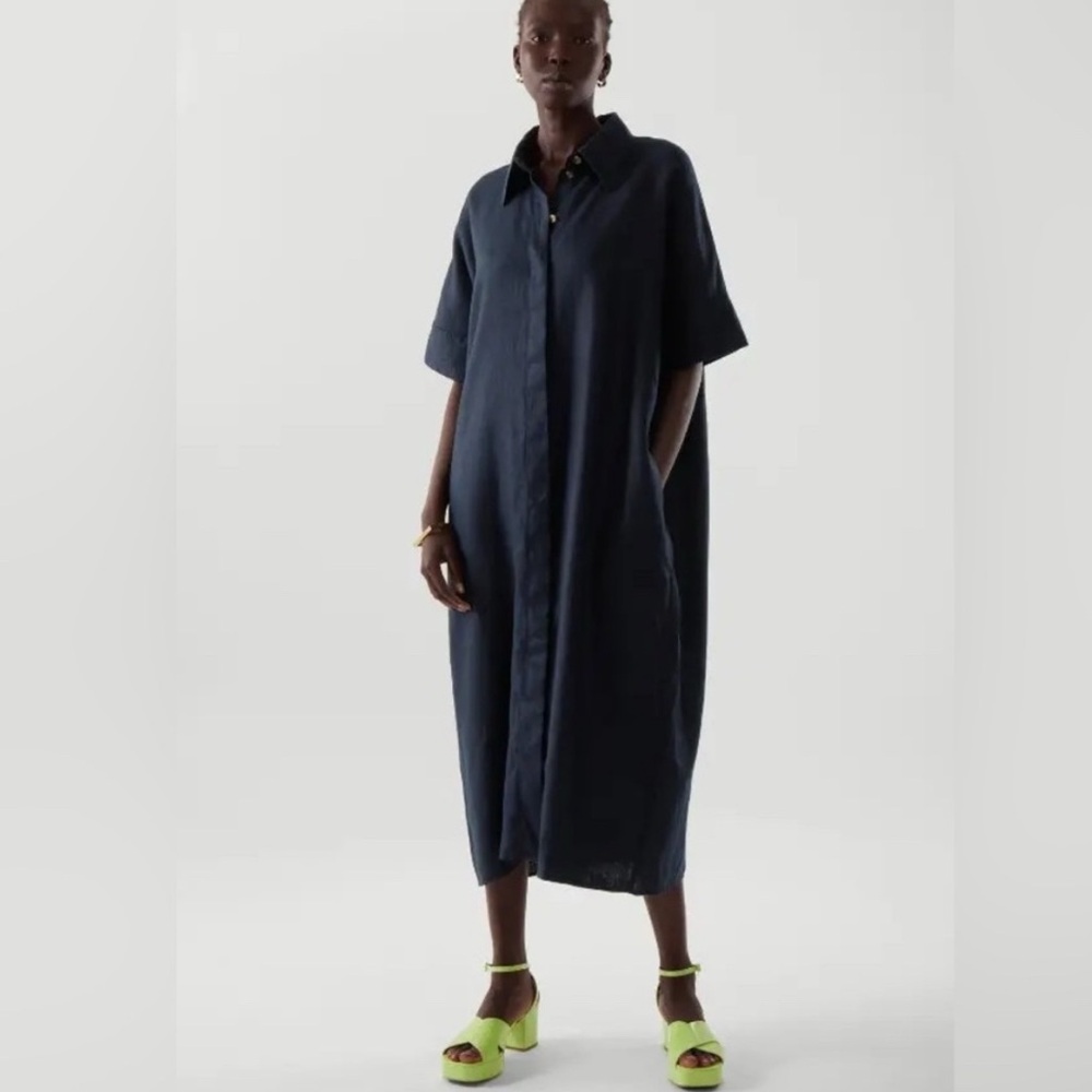COS Dark Blue Linen Dress